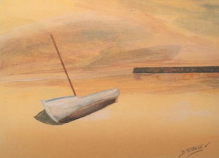 Bateau échoué sur fond jaune - Bernard Staelen