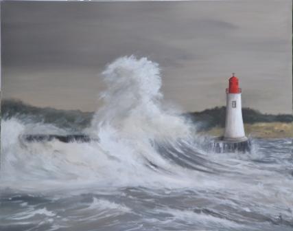 Phare sous les gerbes d'écume - Anne-Sophie Schreck