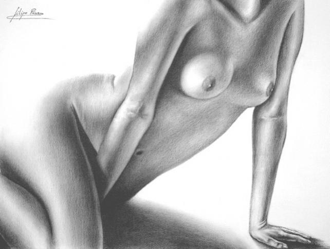 Nude female on canvas - Filipe Paiva - Cliquer pour afficher en grand