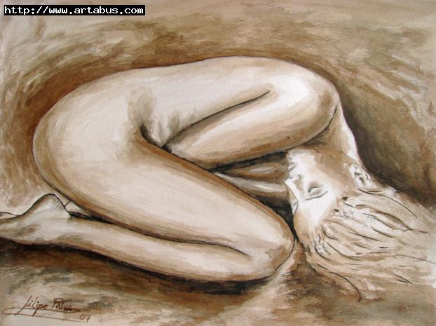 Nude female ink drawing - Filipe Paiva - Cliquer pour afficher en grand