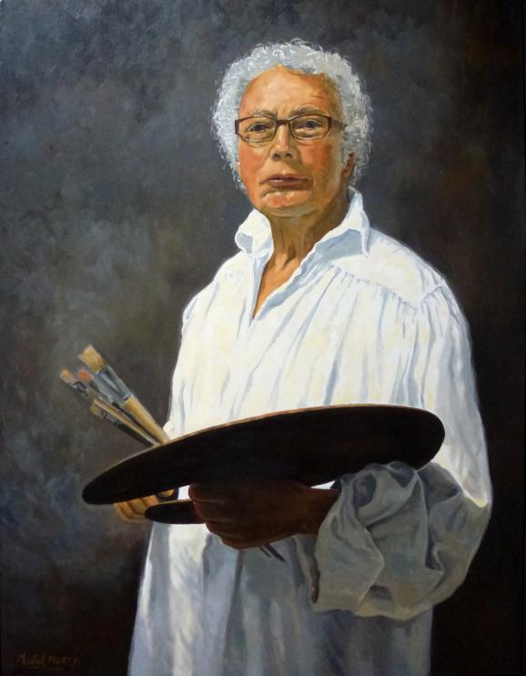 Autoportrait 1 à la palette ronde - Michel Murty - Cliquer pour afficher en grand