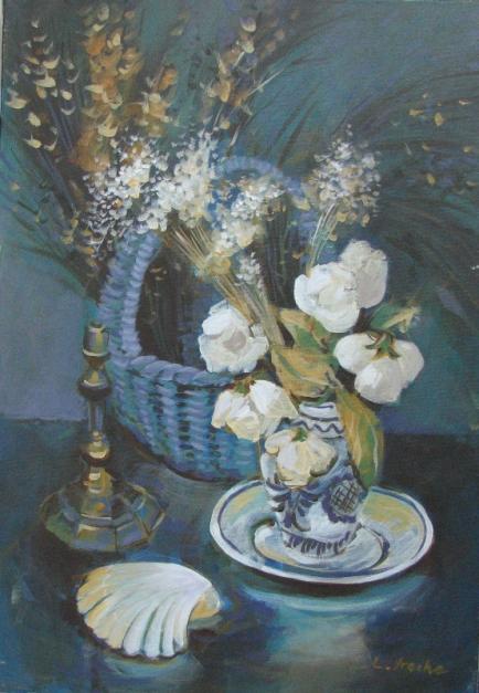Coquille Saint Jacques et fleurs - Lidia Ureche
