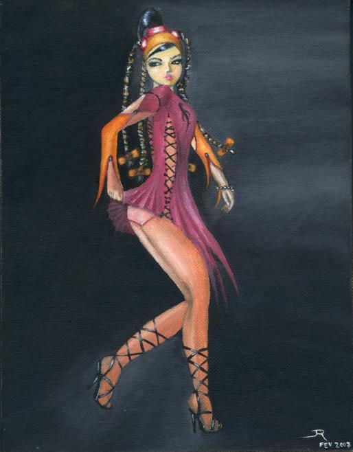 Danseuse à la tunique violette et orange - Polo Rauzet
