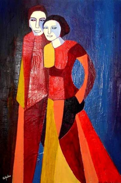 Le couple en rouge - Pierre Tichadou